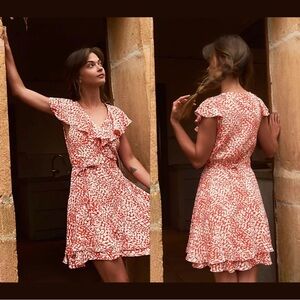 free people french quarter wrap ruffle print mini dress